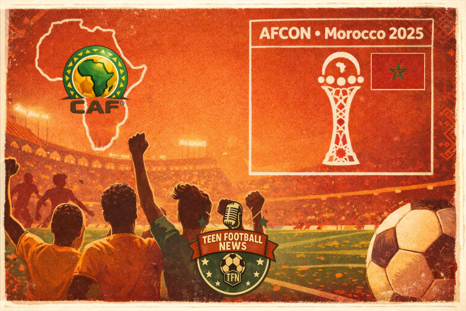 Illustrazione copertina Coppa d’Africa 2025 in Marocco (AFCON) – Teen Football News